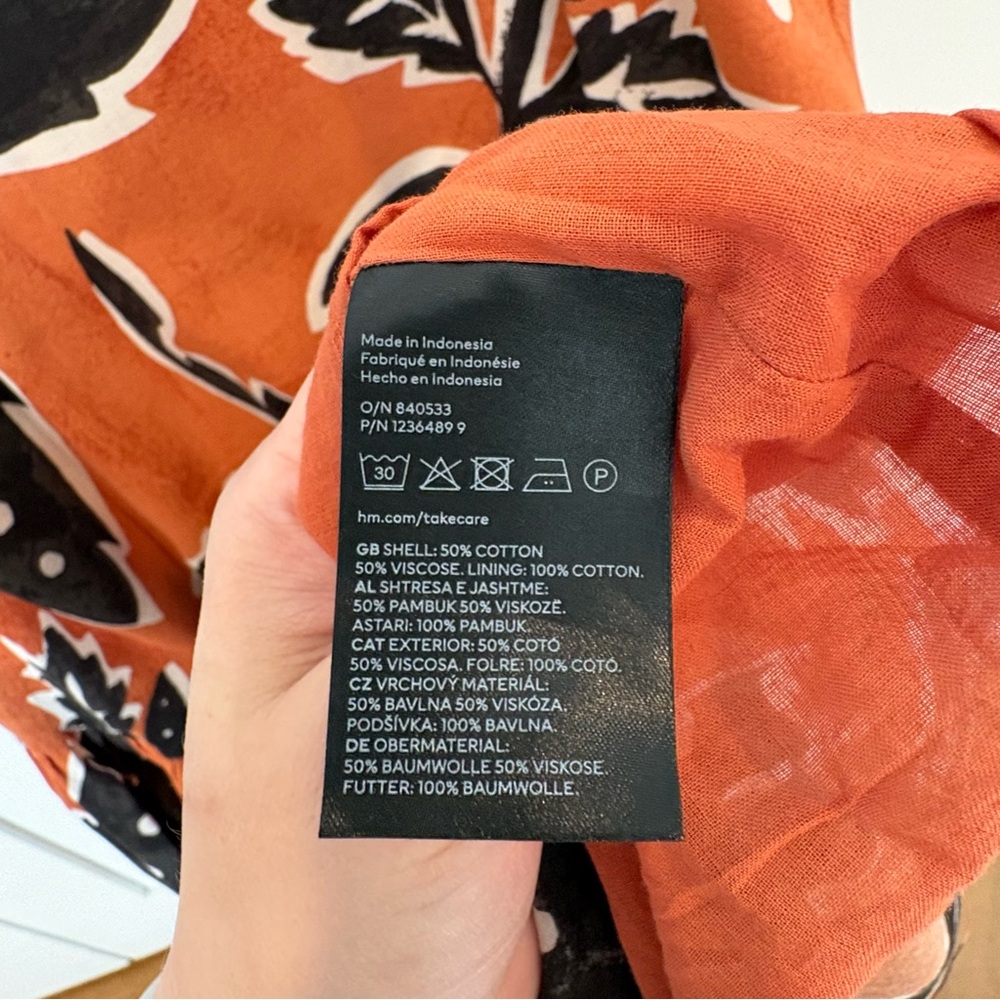 H&M Orange & Black Spaghetti Strap Long Dress - M - Picture 11 of 16